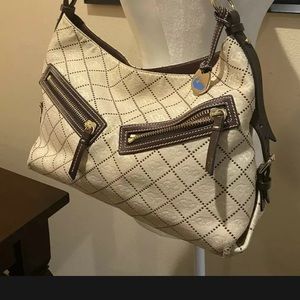 Dooney & Bourke Vintage Satchel Handbag Fabric Bag Braided Leather.